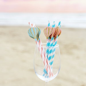 Hot Air Balloon Decorations Hot Air Balloon Party Up Up and Away Fly Away with me Party Straws Paper Straws First Birthday Party image 6