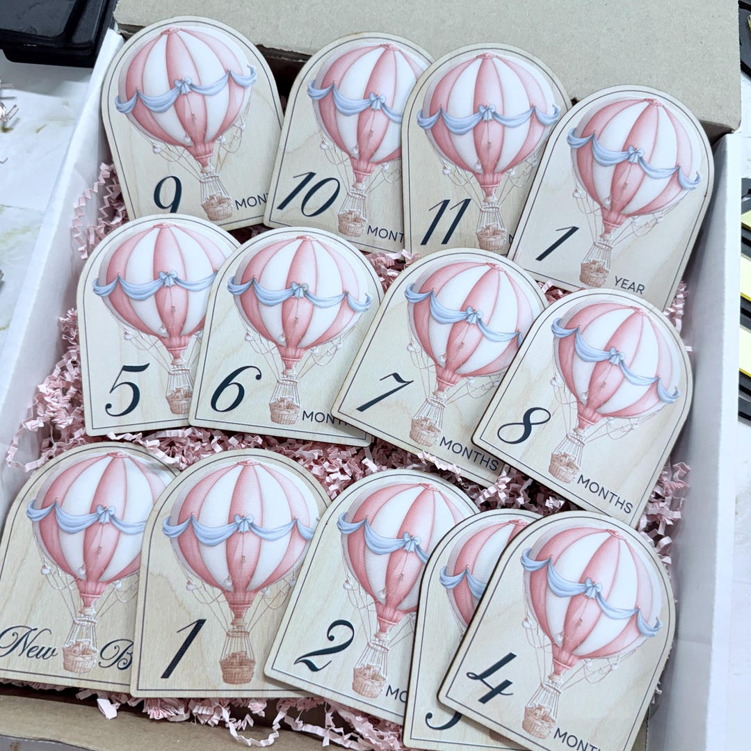 Baby Monthly Milestone Set, Hot Air Balloon Photo Prop, Gift for Mom - Etsy