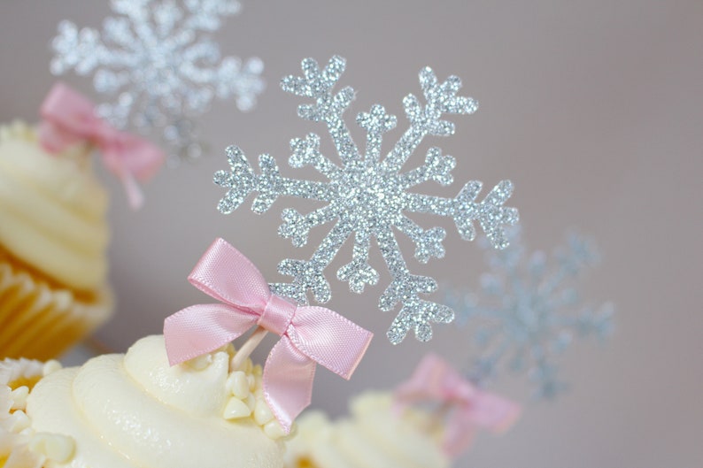 Snowflake Cupcake Topper Snowflake Party Decoration Winter Etsy