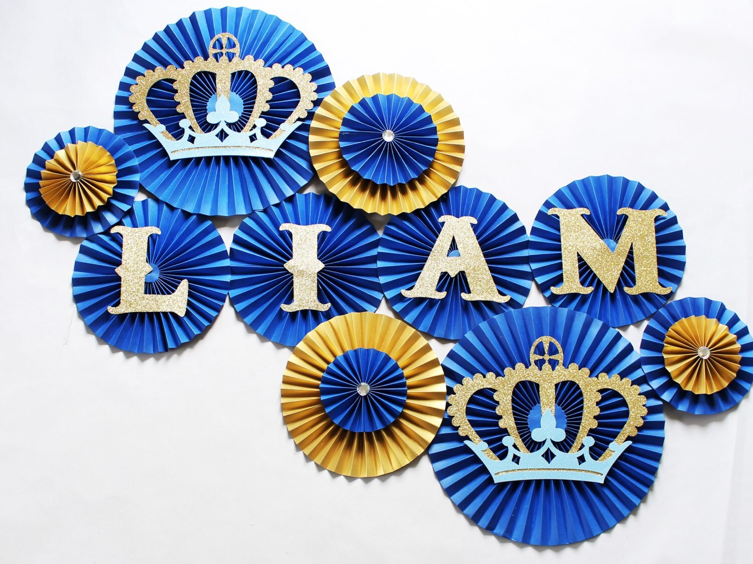 Paper Rosettes Paper Fans Pinwheel Backdrop Royal Prince Etsy