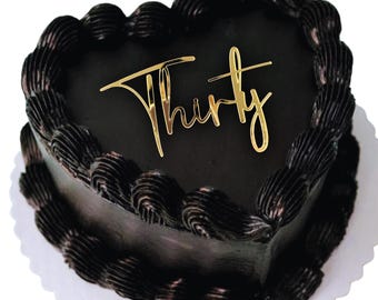 30th Birthday Cake Topper: Mirrored Acrylic Heart, Custom Name
