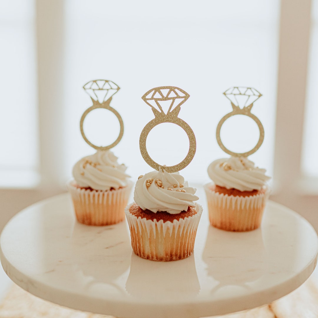 Ring Cupcake Toppers Diamond Ring Toppers for Bridal Showers, Bride to
