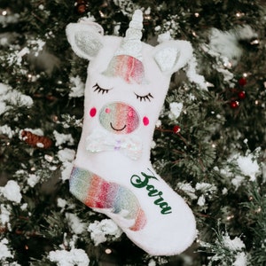 Unicorn Christmas Stocking | Custom Name Stocking | Unicorn Gift | Holiday Stocking | Baby Girl Stocking | 1st Christmas Stocking