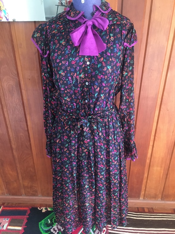 Zandra Rhodes vintage 70s silk dress - image 1