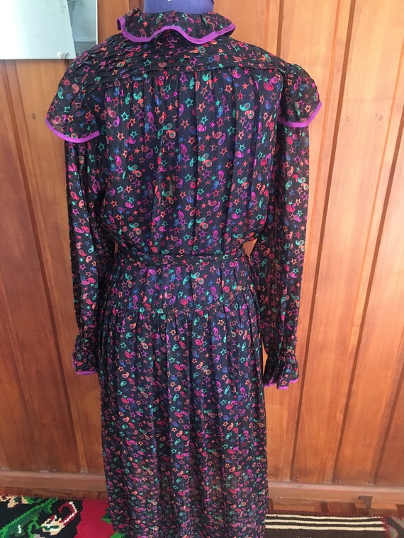 Zandra Rhodes vintage 70s silk dress - image 3