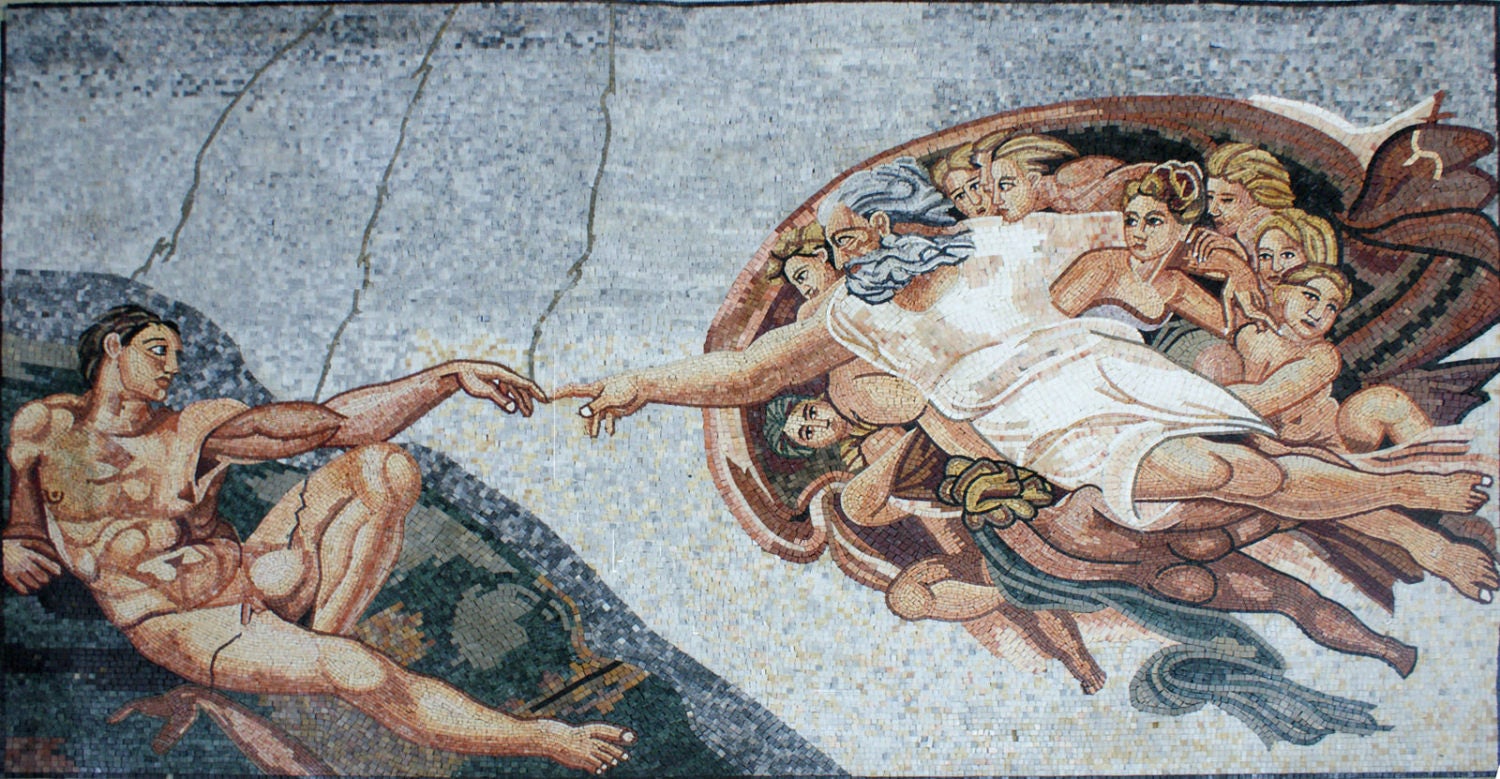 Adam And God Painting