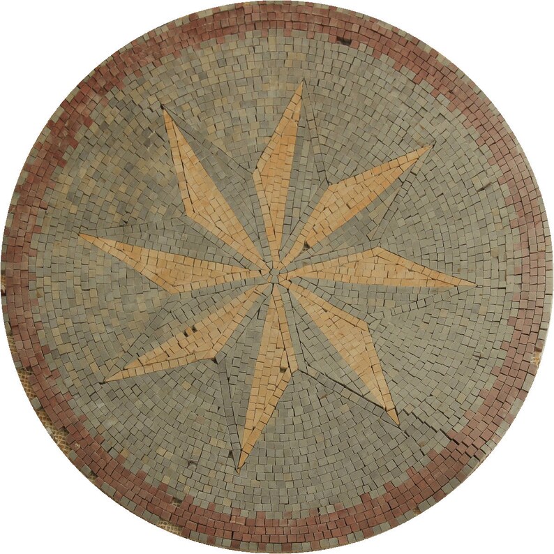 Compass Round Floor Wall Tile Marble Mosaic MD935 Etsy