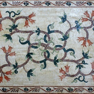 Twisted Framed 55"X39" Thorny Branches Marble Mosaic CR803