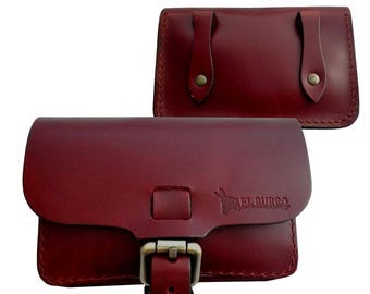 EL BURRO fuerte Leather leather beltbag Belt bag Belly bag bordo red-brown Country Western bag Western bag Casual bag wallet Exchange
