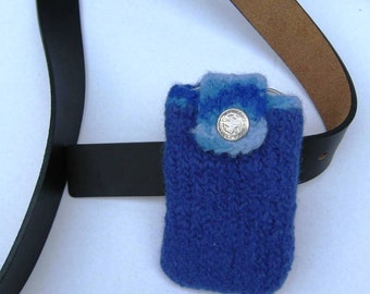 EL BURRO felt bag pouch belt bag lady bag 100% wool 8 x 13 cm Blue light blue bag