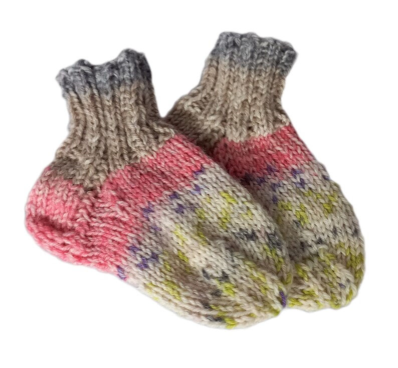 Socks4kids Baby Size M 4-8 months handmade socks knitted socks children virgin wool polamide 40 degrees washable pink gray white purple yellow image 1