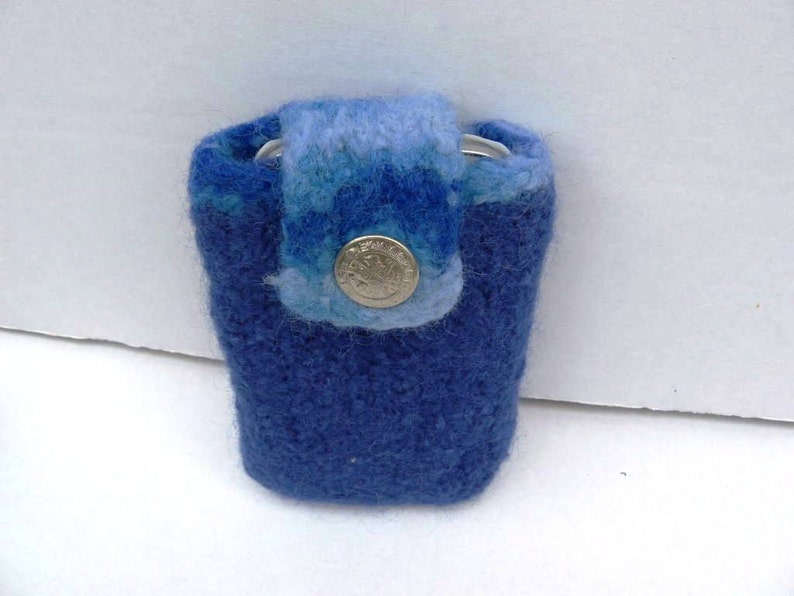 EL BURRO felt bag pouch belt bag lady bag 100/% wool 8 x 13 cm Blue light blue bag