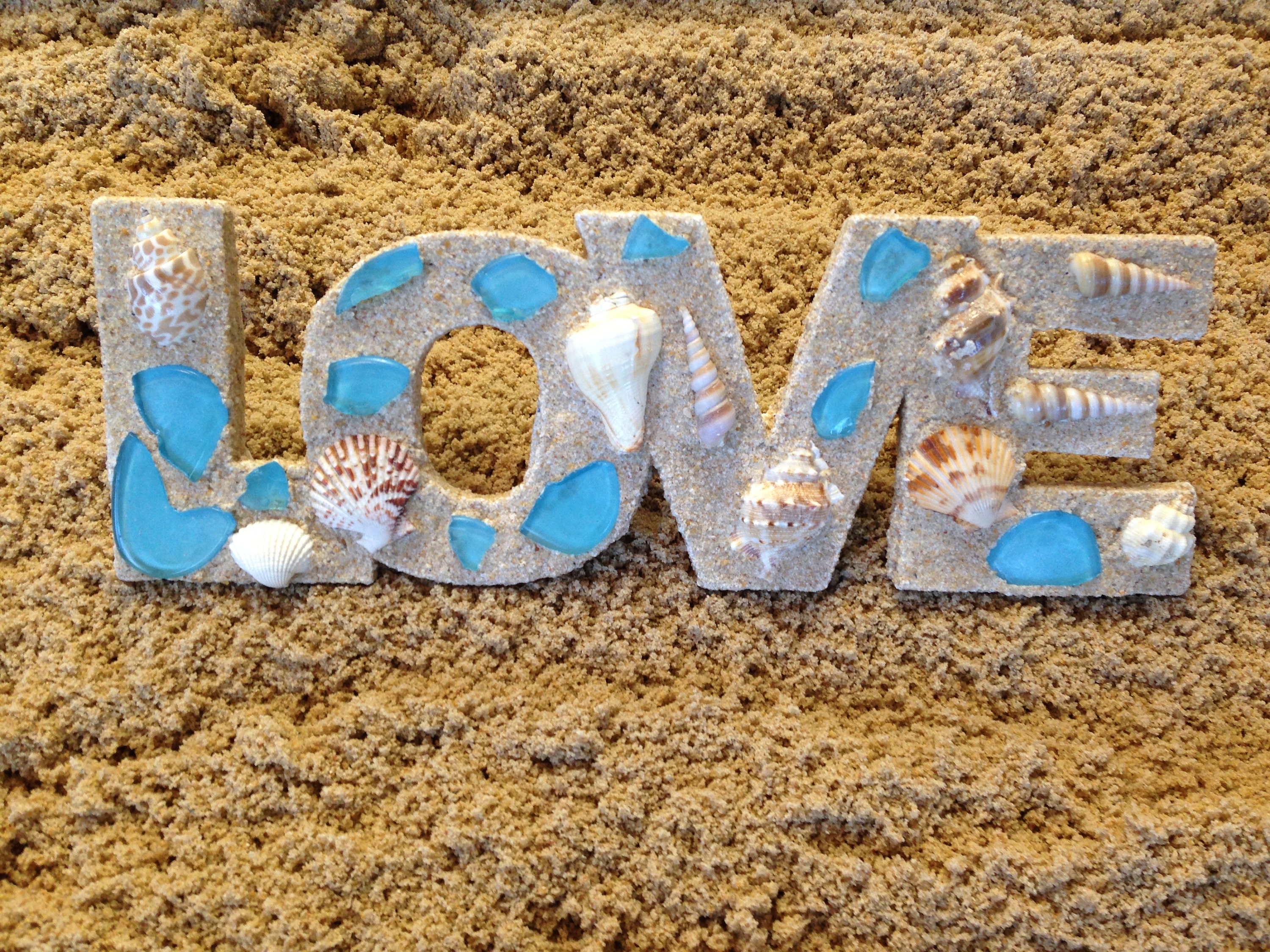Love Art, Beach Art, Beach Wall Art, Sand Art, Love Centerpiece
