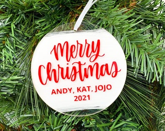 Merry Christmas 2022 Ornament, Family ornament, Christmas Gift for Mom, Personalized Ornament, 2022 Custom Ornament, Acrylic Ornament