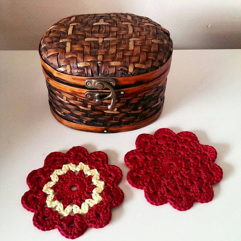 Crochet coasters doilies coffee table decoration set of 2 Etsy