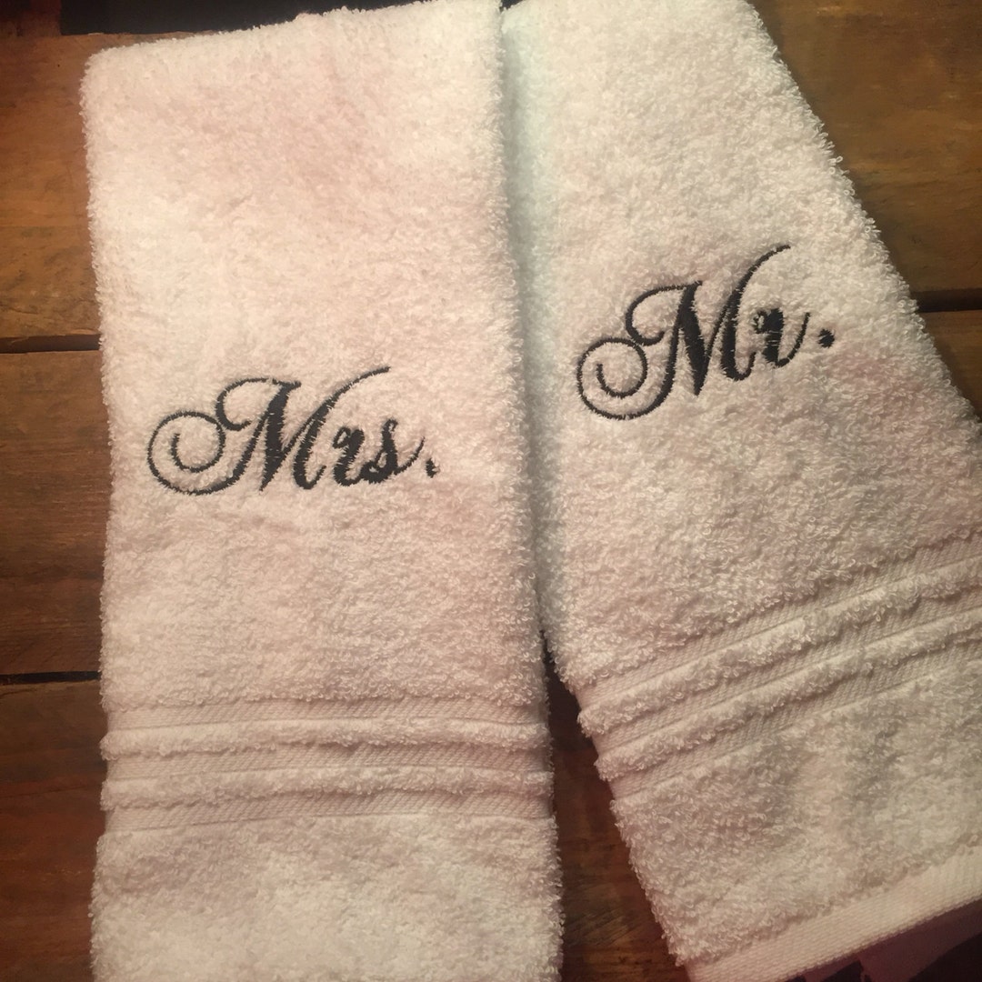 Mr and Mrs Hand Towels Wedding Towels Wedding Gift Couple Gift Newley