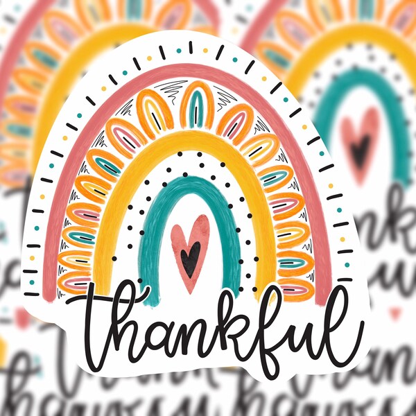 Rainbow Thankful Sticker | Thankful | Thank You Sticker | Thankful | Rainbow Sticker