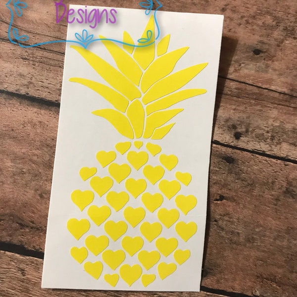Pineapple Decal | Pineapple | Summer Decal | Beach Decal | Heart Pineapple | Heart Decal