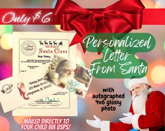 Personalized Letter & Glossy Autographed Photo Mailed From Santa! FREE SHIPPING