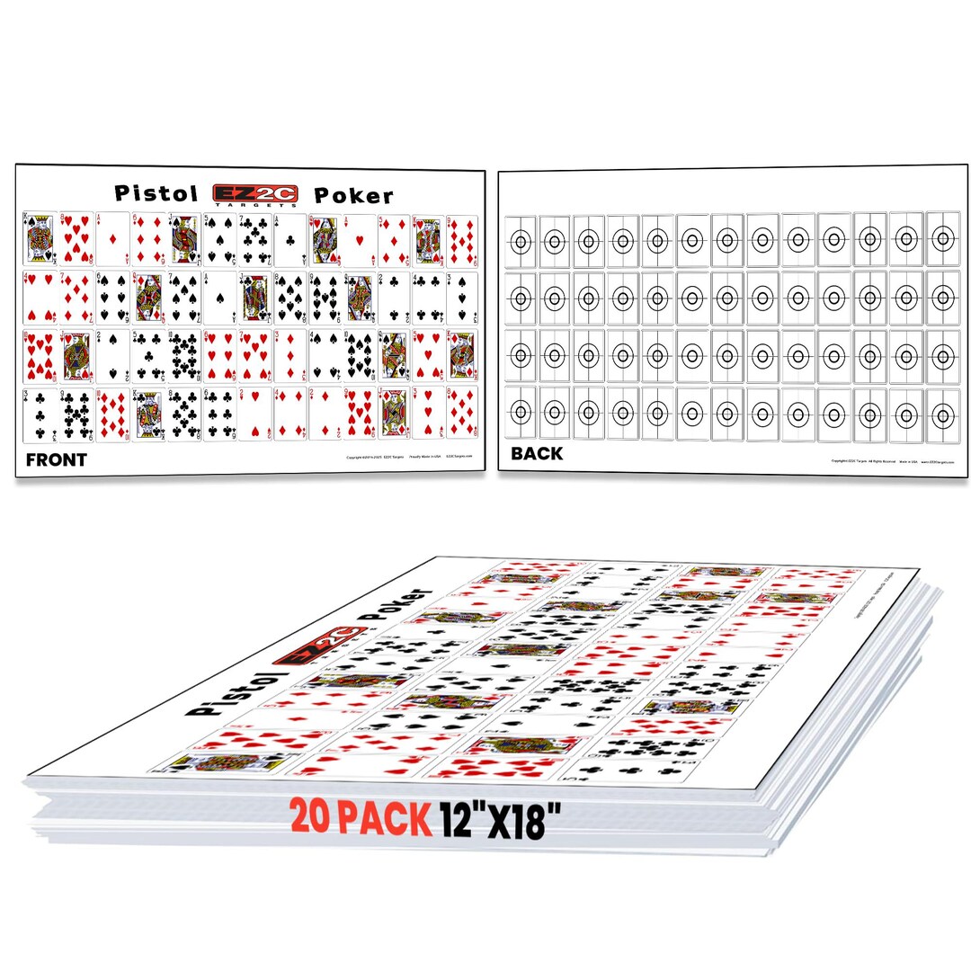 Target Ranging Cards EZ2C Pistol Poker Paper Targets for Shooting, Sheet of 52 Random Sorted ...