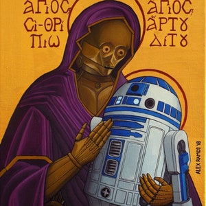 C-3PO and R2-D2 saint icon (#2) (Giclée Print)