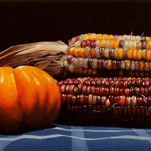 Gourd, Pumpkin, and Indian Corn (Giclée Print)