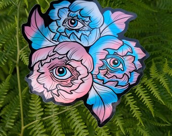 Trans Flag Holographic Eye Poppy Sticker