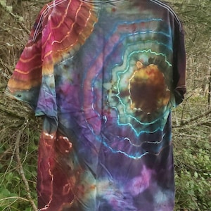Dark Rainbow Geode Agate Tie Dye Ice Dyed T-Shirt S-3XL