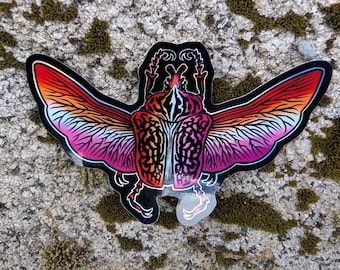 Lesbian Pride Flag Holographic Goliath Beetle Sticker