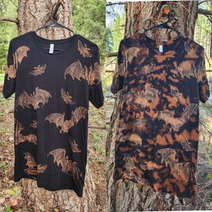 Bat Brunch Bleach Printed Reverse Tie Dyed T-shirt *Made-to-Order sizes XS-10XL*