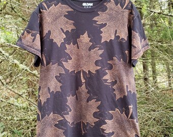 Fall Maple Leaf Bleach Printed Black T-Shirt *Made To Order sizes XS-10XL*