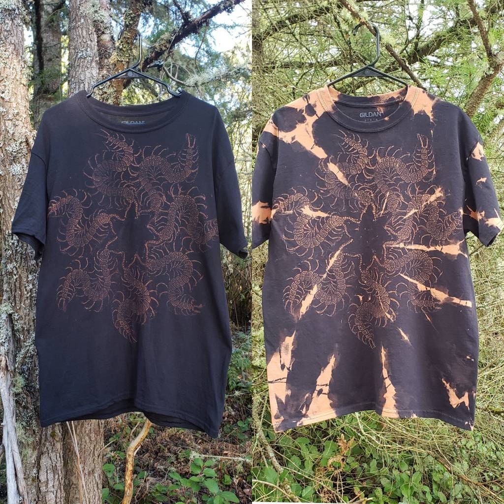 Centipede Star Bleach Printed Black T Shirt made to Order - Etsy