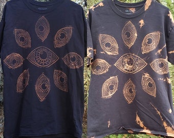 Eye Spiral Bleach Printed Black T Shirt *Made to Order- sizes XS-10XL*