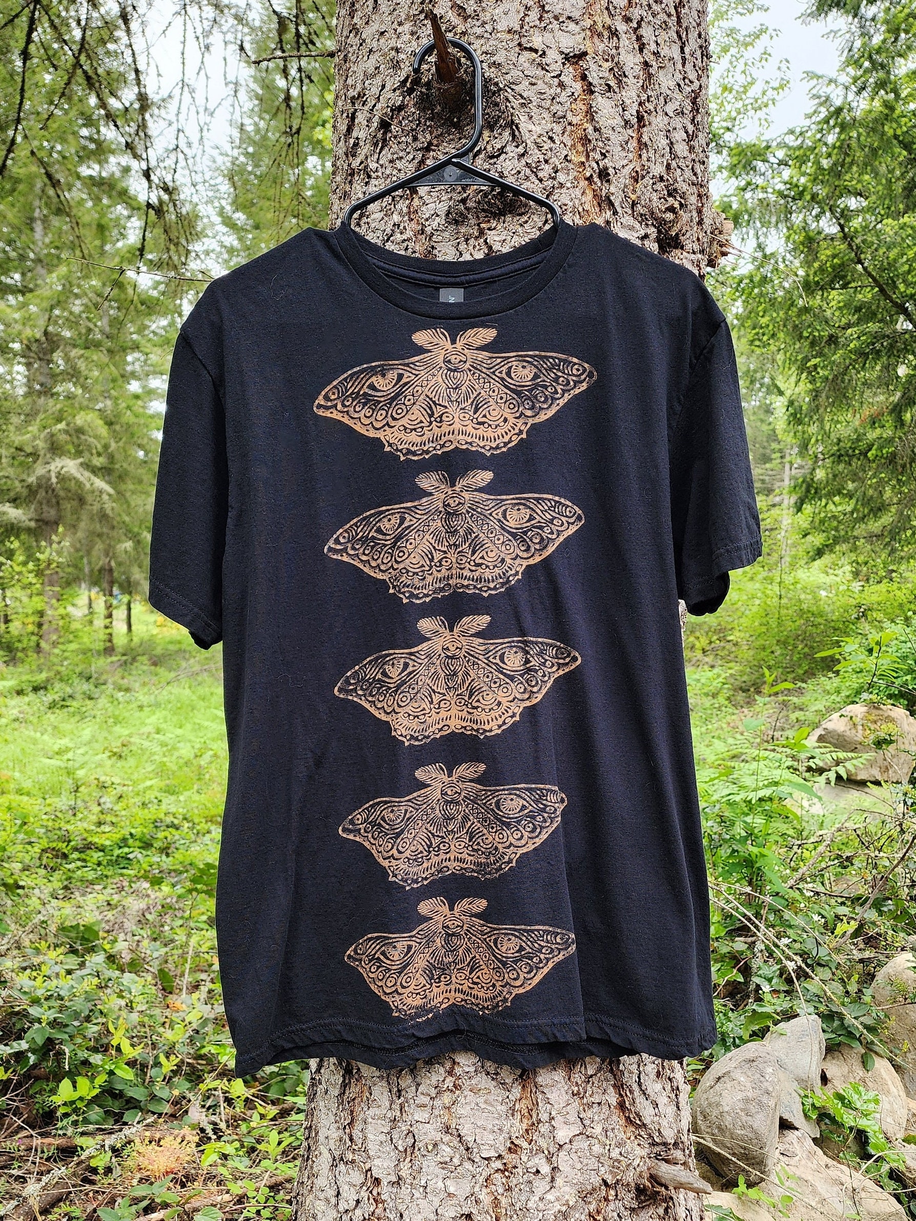Eye Moth Bleach Printed Black T-Shirt *Made To Order sizes XS-10XL Unisex*