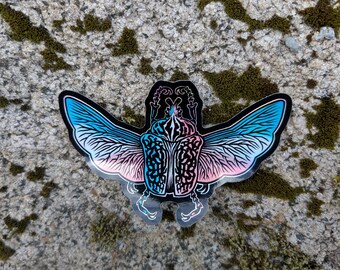 Trans Pride Flag Holographic Goliath Beetle Sticker