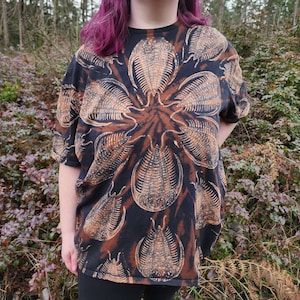 Trilobite partij bleekmiddel tie-dye bedrukt zwart T-shirt *Op bestelling gemaakt - maten XS-10XL*