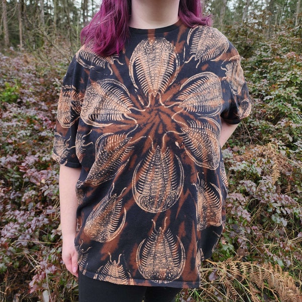 Trilobite partij bleekmiddel tie-dye bedrukt zwart T-shirt *Op bestelling gemaakt - maten XS-10XL*
