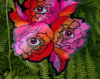 Lesbian Flag Holographic Eye Poppy Sticker