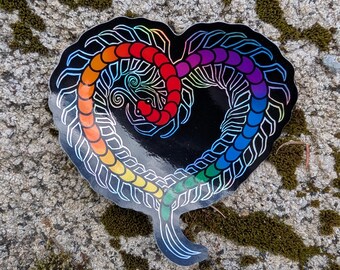 Gay Pride Flag Holographic Centipede Heart Sticker
