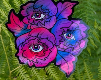 Bisexual Flag Holographic Eye Poppy Sticker