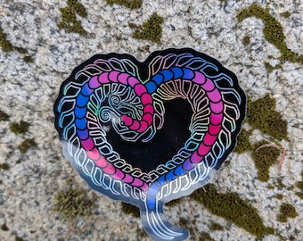 Bisexual Pride Flag Holographic Centipede Heart Sticker