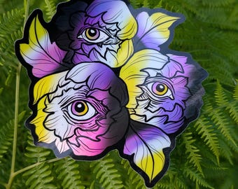 Nonbinary Flag Holographic Eye Poppy Sticker