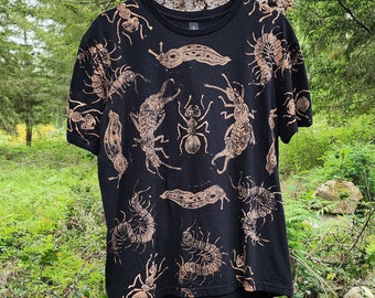 Bug Party Bleach Printed Reverse Tie Dye T Shirt *Made To Order Sizes XS-10XL*