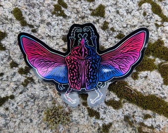 Bisexual Pride Flag Holographic Goliath Beetle Sticker