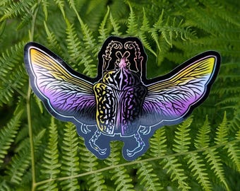 Nonbinary Pride Flag Holographic Goliath Beetle Sticker