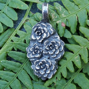 Succulent Cluster Handmade Silver Botanical Pendant