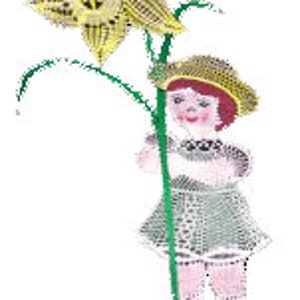 Bobbin lace pattern Hubrig flower child with daffodil 40 x 17 cm
