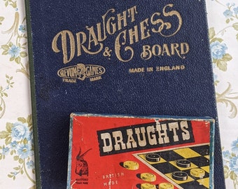 Vintage Draughts & Chess Board and Counters