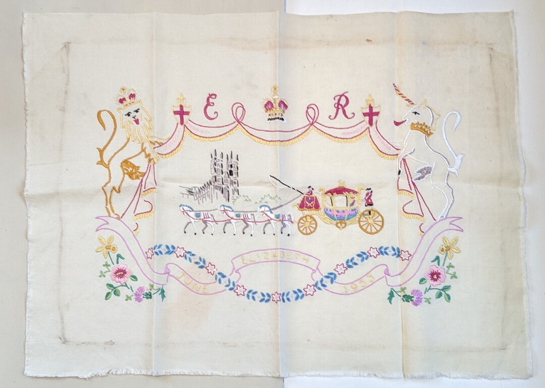 Embroidered Queens Coronation Commemorative Picture Etsy