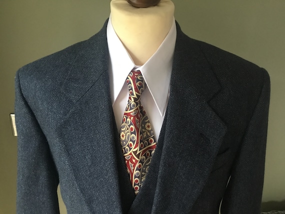 Mens Late 1930's Blue Herringbone Suit ( the James Stewart